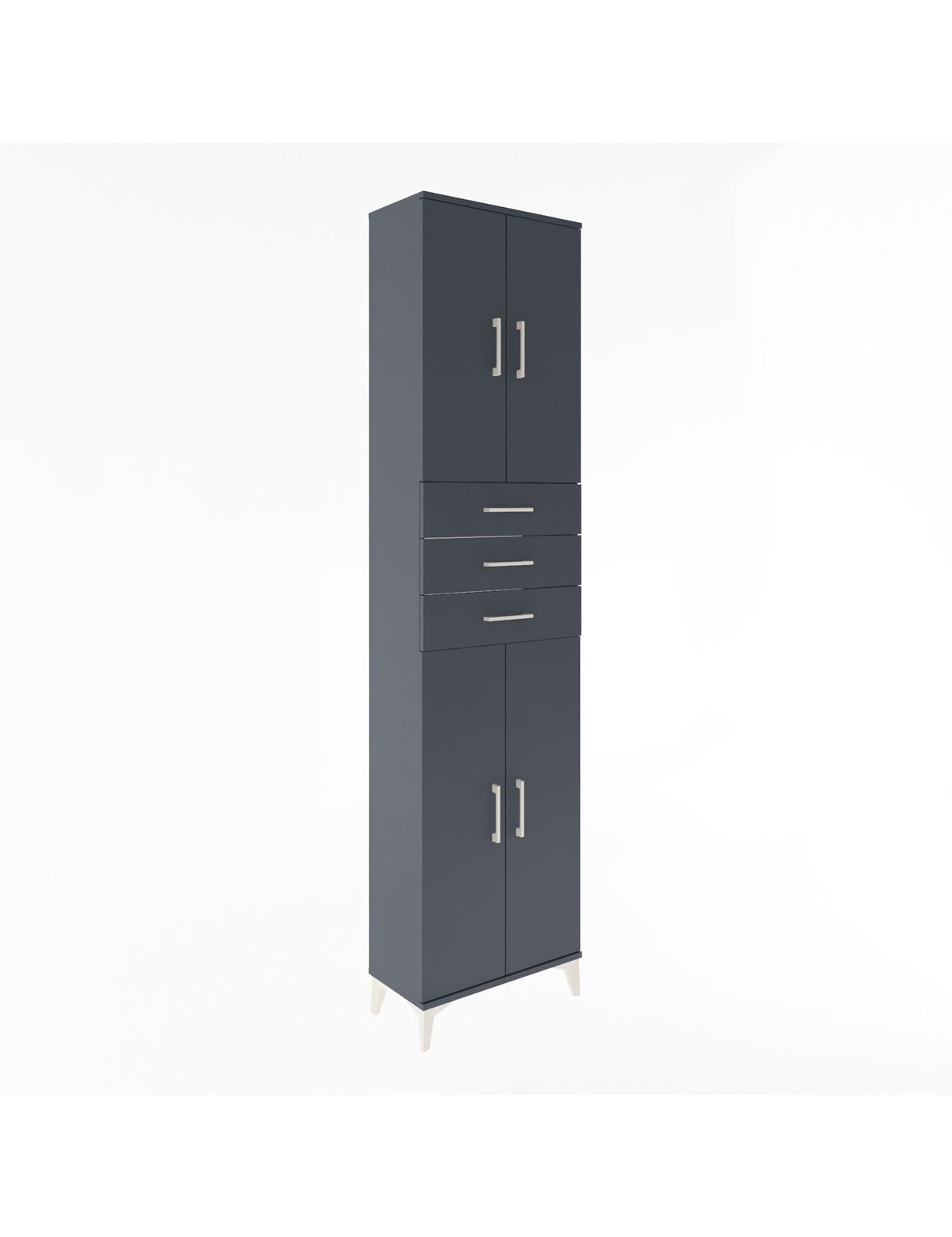 Arges Dolap 5 Raflı 3 Çekmeceli 4 Kapaklı 60x30x243 Antrasit-Antrasit