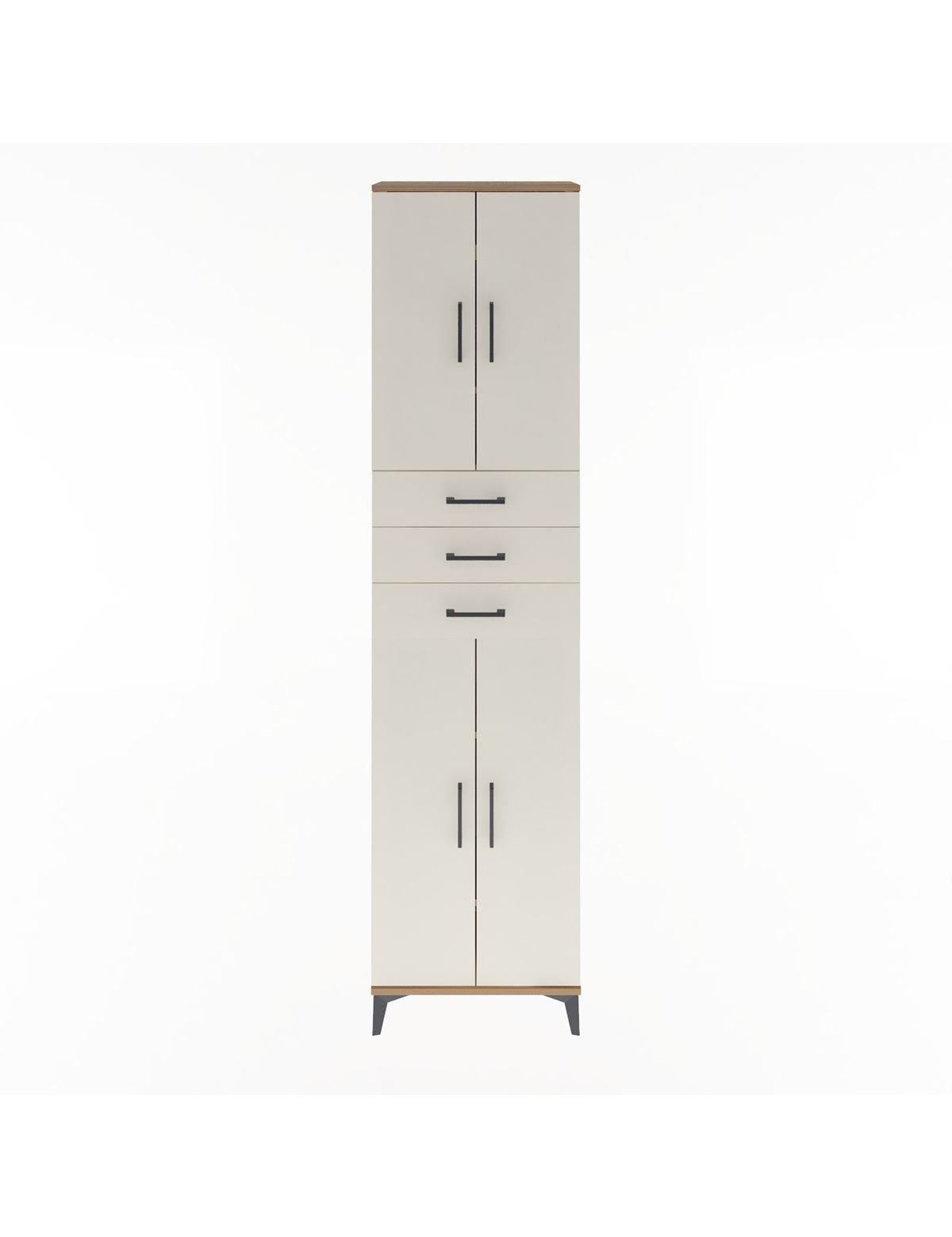 Arges Dolap 5 Raflı 3 Çekmeceli 4 Kapaklı 60x30x243 Çam-Aytaşı