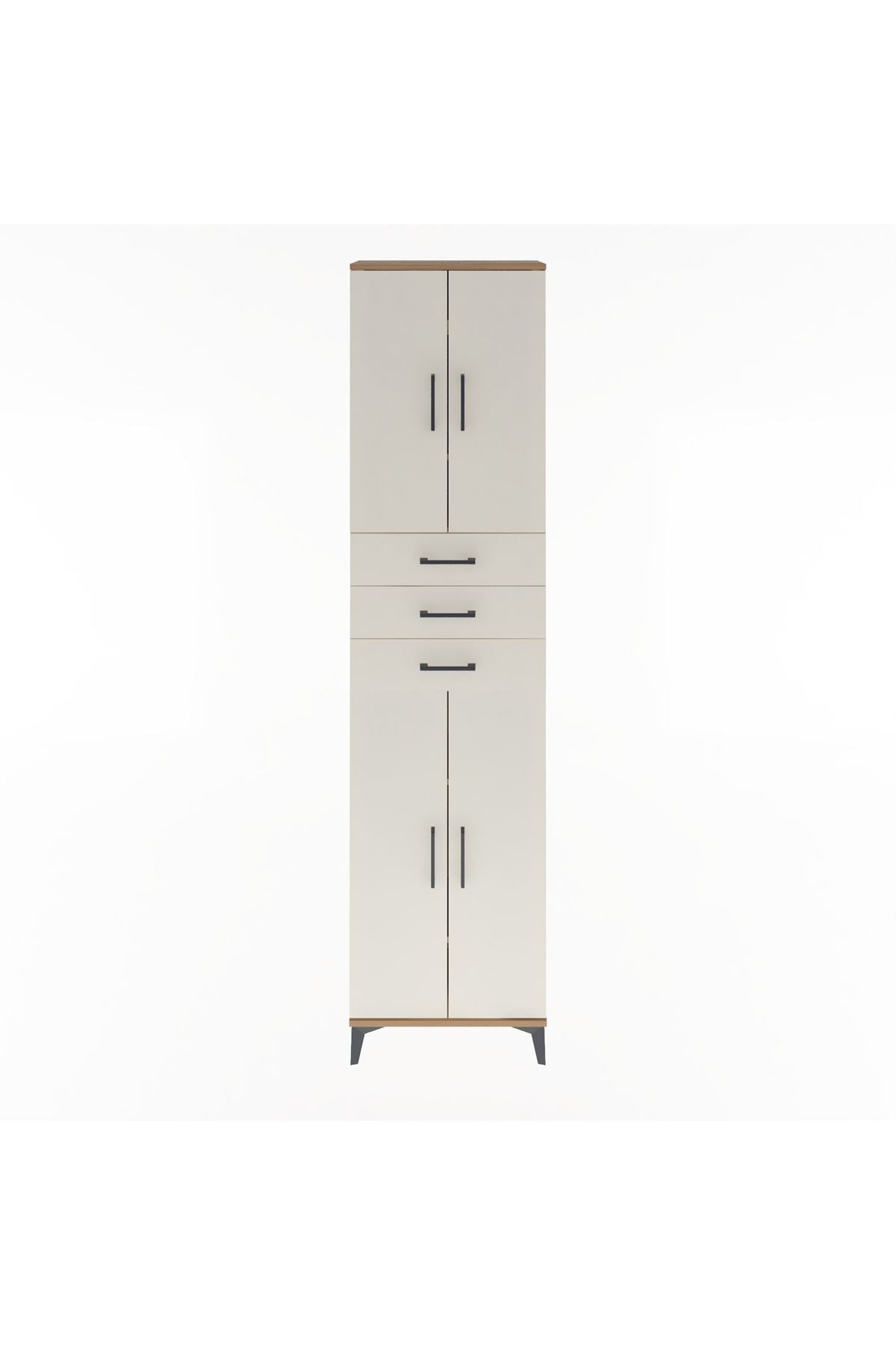 Arges Dolap 5 Raflı 3 Çekmeceli 4 Kapaklı 60x30x243 Çam-Aytaşı