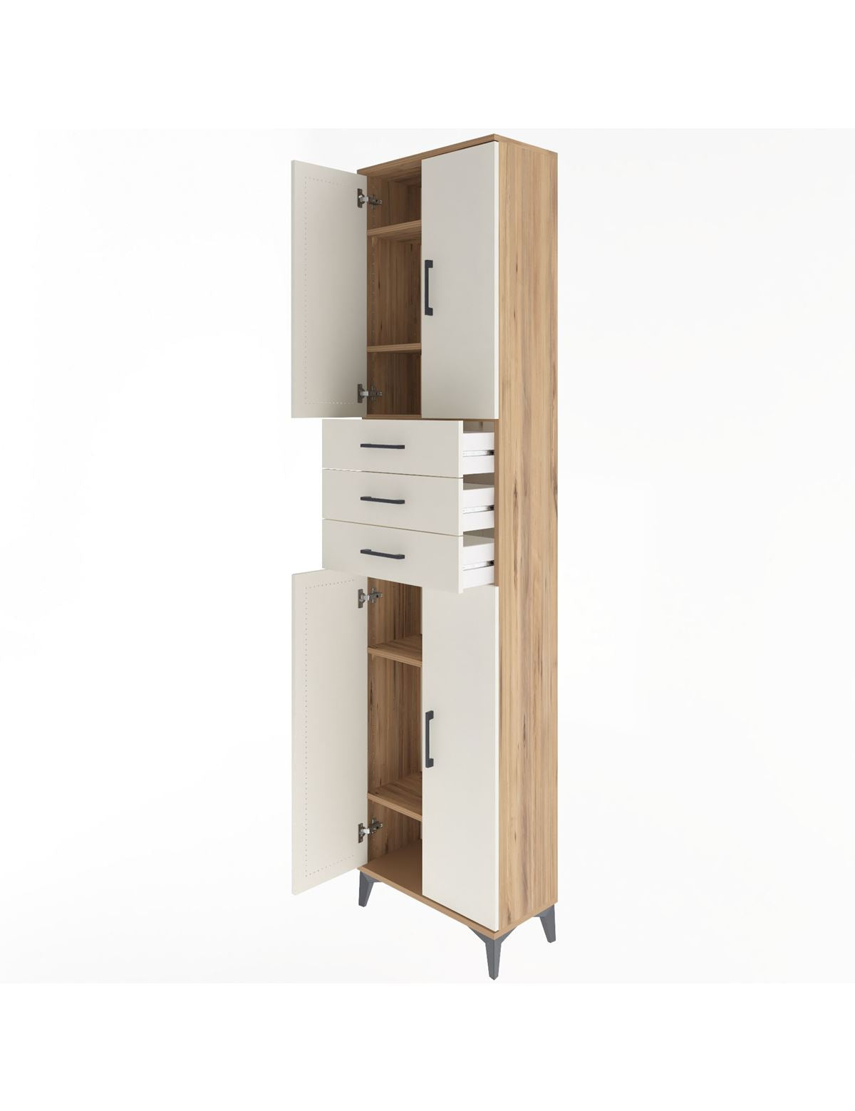Arges Dolap 5 Raflı 3 Çekmeceli 4 Kapaklı 60x30x243 - S32M084V7A