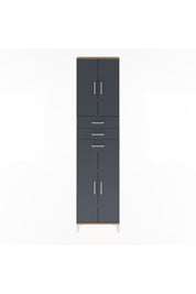 Arges Dolap 5 Raflı 3 Çekmeceli 4 Kapaklı 60x30x243 Çam-Antrasit