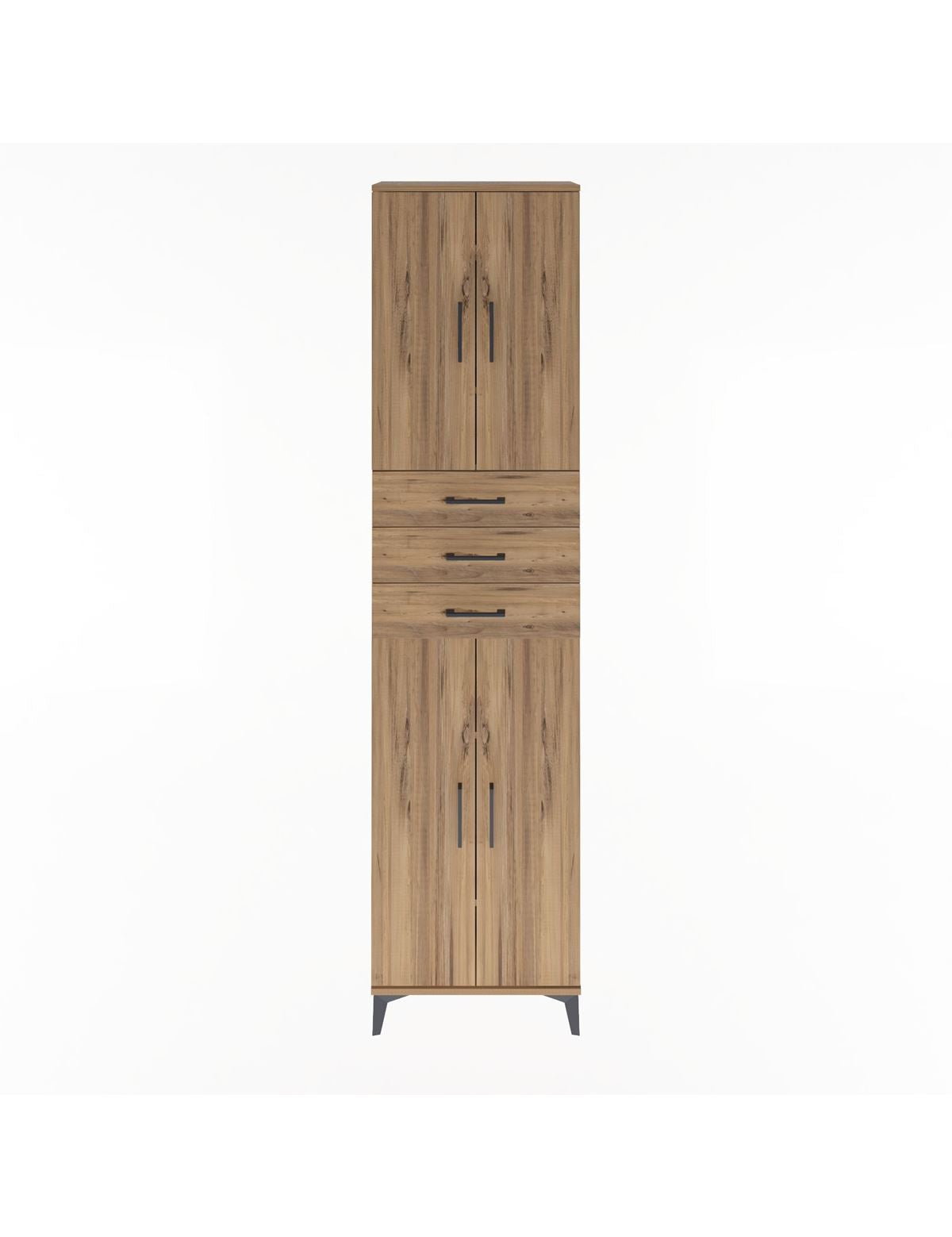 Arges Dolap 5 Raflı 3 Çekmeceli 4 Kapaklı 60x30x243 Çam-Çam