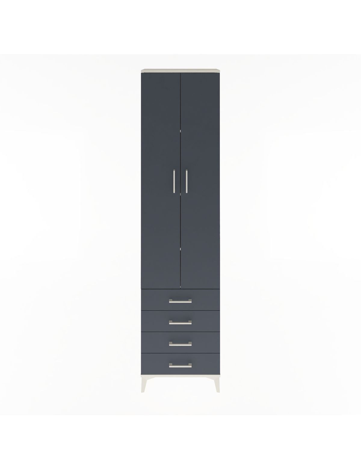 Arges Dolap 4 Raflı 4 Çekmeceli 2 Kapaklı 60x30x243 Aytaşı-Antrasit