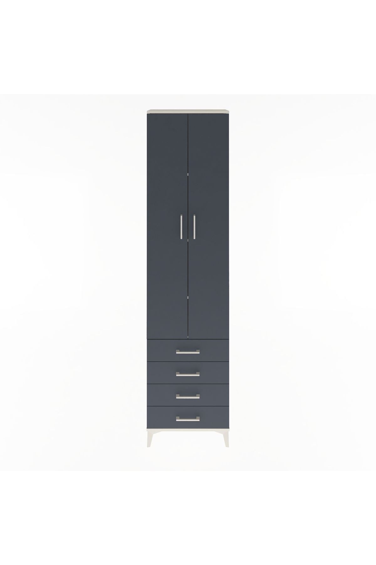 Arges Dolap 4 Raflı 4 Çekmeceli 2 Kapaklı 60x30x243 Aytaşı-Antrasit
