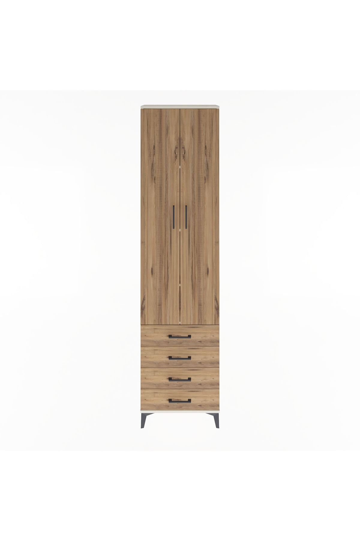 Arges Dolap 4 Raflı 4 Çekmeceli 2 Kapaklı 60x30x243 Aytaşı-Çam