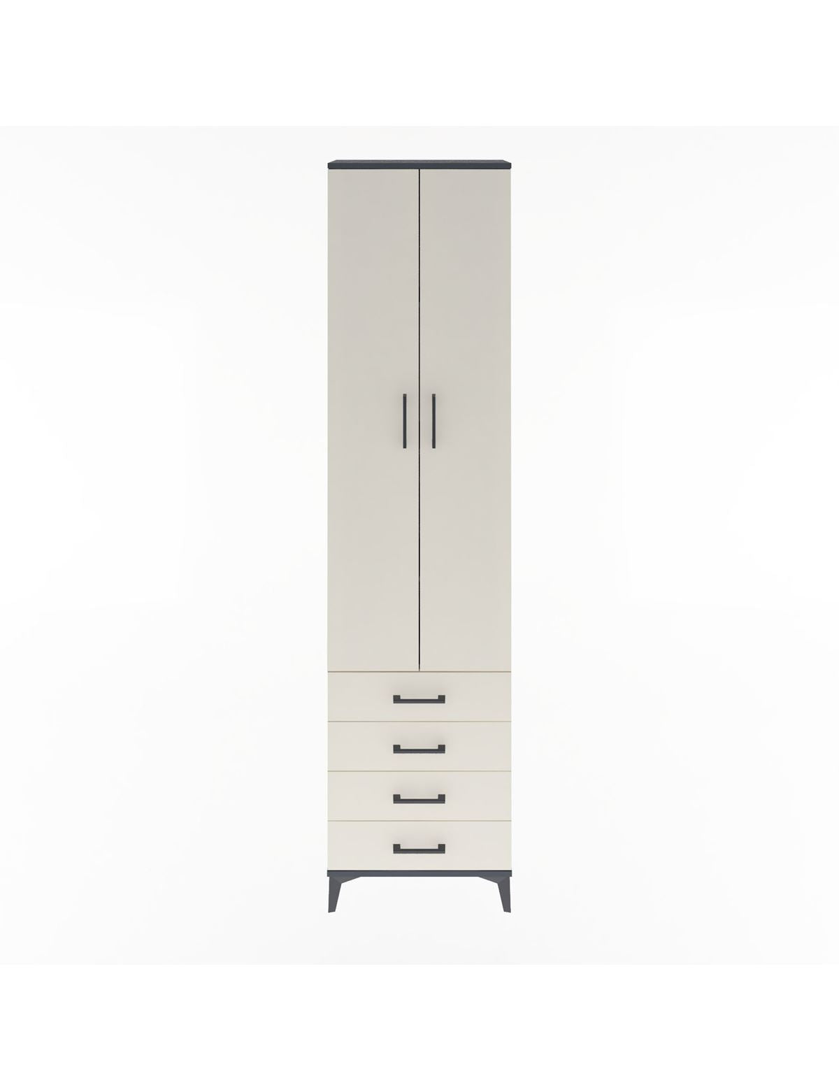 Arges Dolap 4 Raflı 4 Çekmeceli 2 Kapaklı 60x30x243 Antrasit-Aytaşı