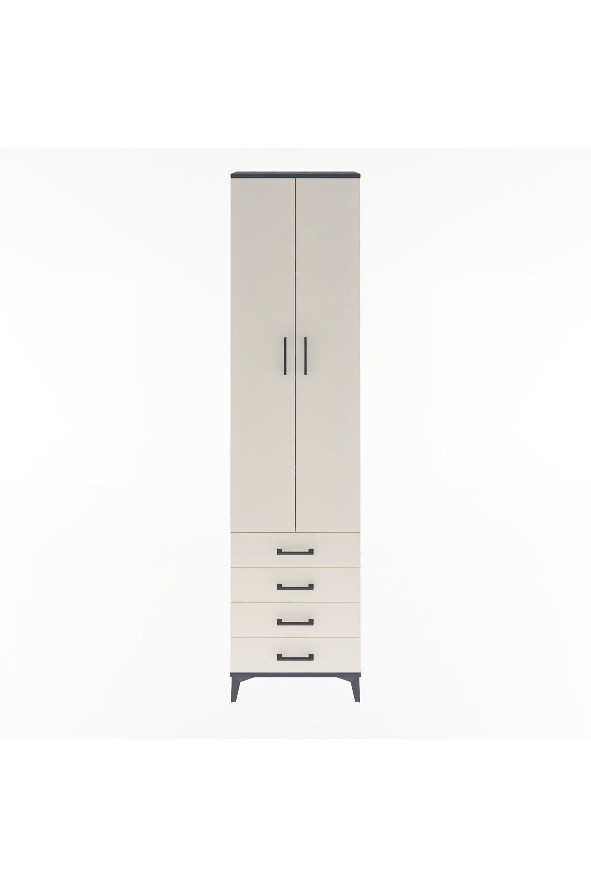 Arges Dolap 4 Raflı 4 Çekmeceli 2 Kapaklı 60x30x243 Antrasit-Aytaşı
