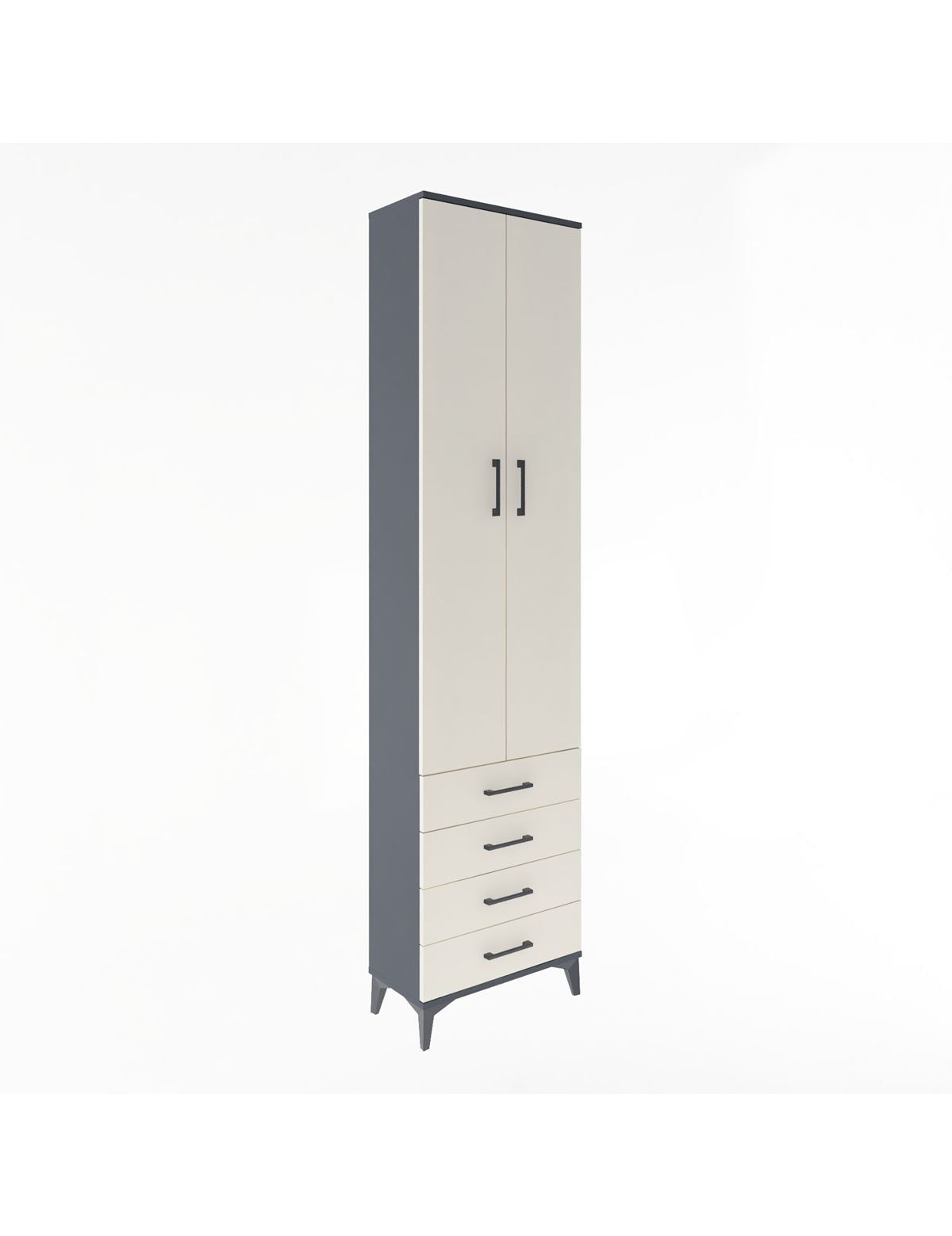 Arges Dolap 4 Raflı 4 Çekmeceli 2 Kapaklı 60x30x243 Antrasit-Aytaşı