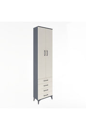 Arges Dolap 4 Raflı 4 Çekmeceli 2 Kapaklı 60x30x243 Antrasit-Aytaşı