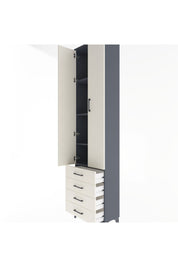 Arges Dolap 4 Raflı 4 Çekmeceli 2 Kapaklı 60x30x243 Antrasit-Aytaşı