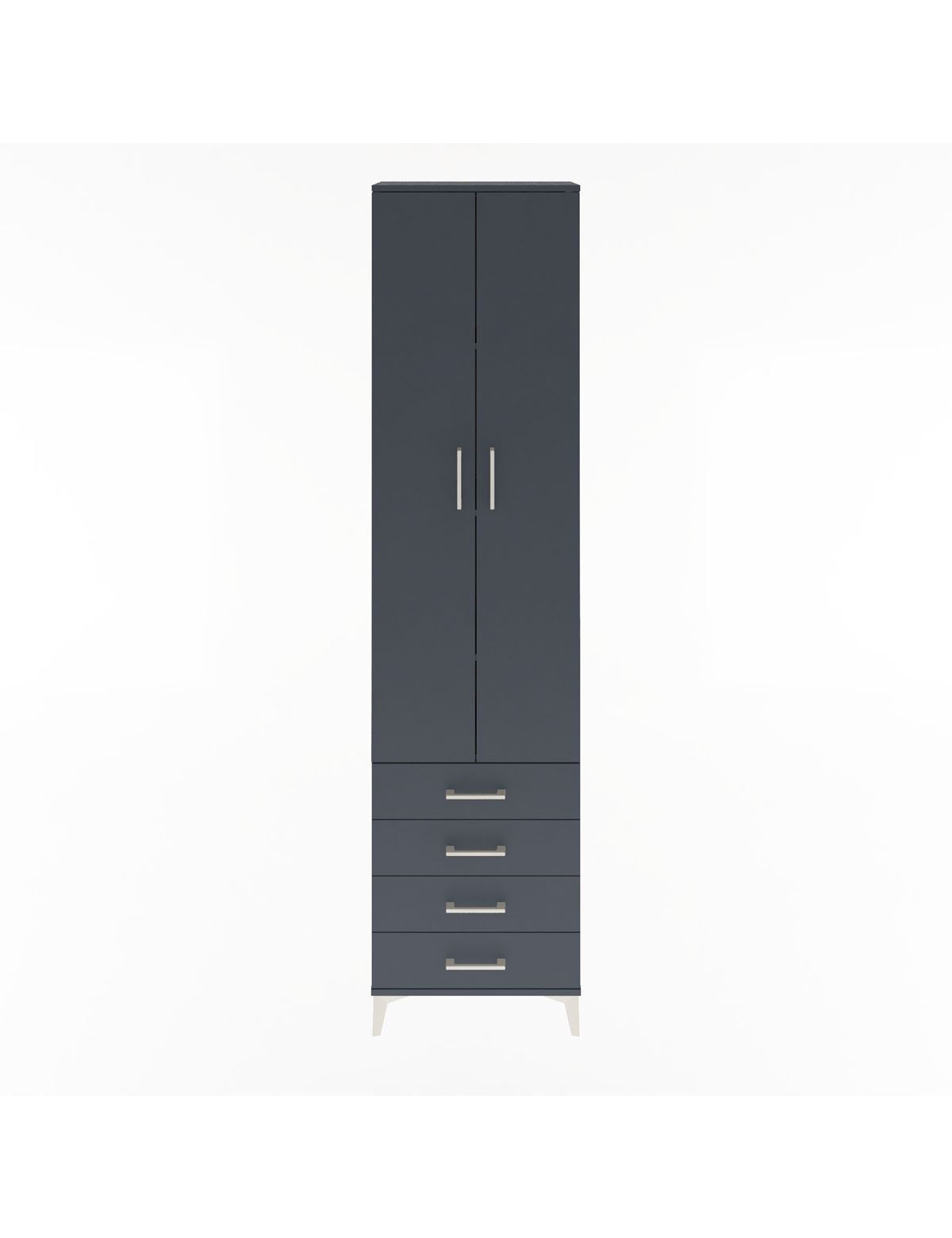 Arges Dolap 4 Raflı 4 Çekmeceli 2 Kapaklı 60x30x243 Antrasit-Antrasit