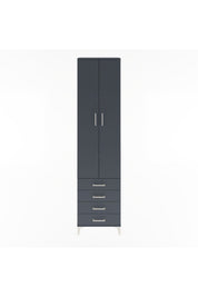 Arges Dolap 4 Raflı 4 Çekmeceli 2 Kapaklı 60x30x243 Antrasit-Antrasit