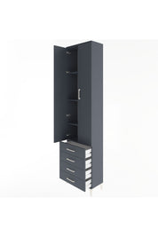 Arges Dolap 4 Raflı 4 Çekmeceli 2 Kapaklı 60x30x243 Antrasit-Antrasit