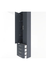 Arges Dolap 4 Raflı 4 Çekmeceli 2 Kapaklı 60x30x243 Antrasit-Antrasit