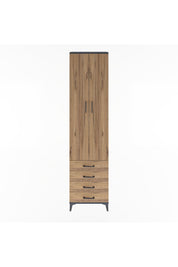 Arges Dolap 4 Raflı 4 Çekmeceli 2 Kapaklı 60x30x243 Antrasit-Çam