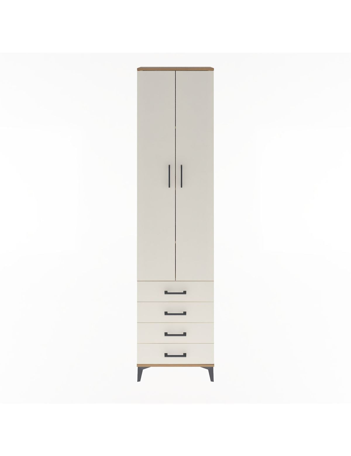 Arges Dolap 4 Raflı 4 Çekmeceli 2 Kapaklı 60x30x243 Çam-Aytaşı