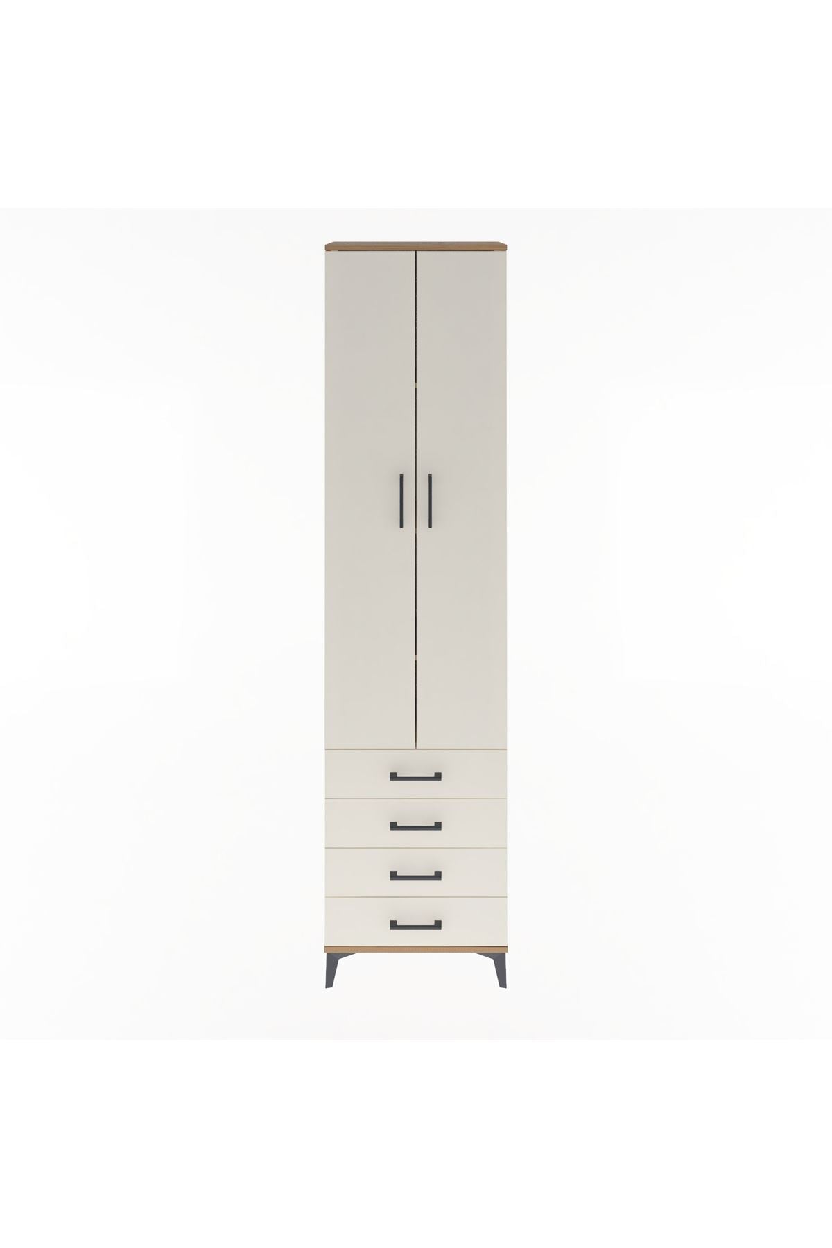 Arges Dolap 4 Raflı 4 Çekmeceli 2 Kapaklı 60x30x243 Çam-Aytaşı