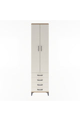 Arges Dolap 4 Raflı 4 Çekmeceli 2 Kapaklı 60x30x243