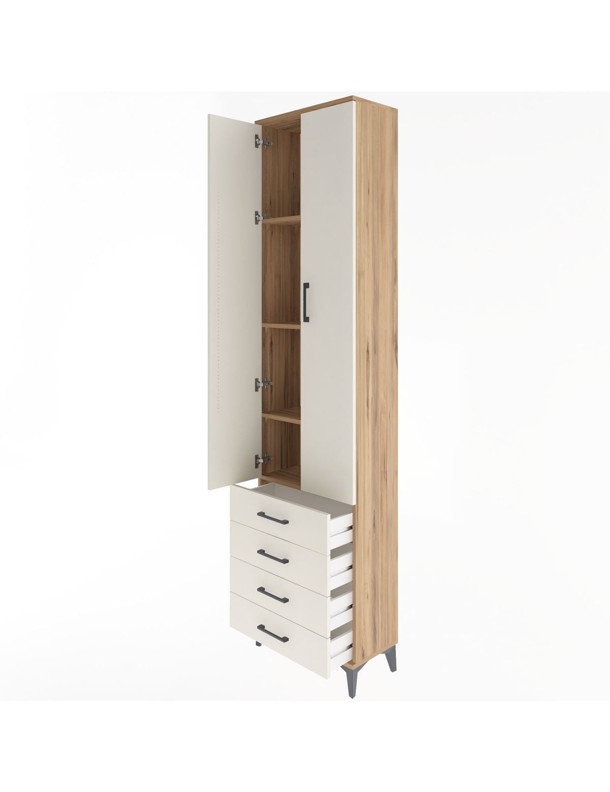 Arges Dolap 4 Raflı 4 Çekmeceli 2 Kapaklı 60x30x243 - S32M085V7A