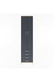 Arges Dolap 4 Raflı 4 Çekmeceli 2 Kapaklı 60x30x243 Çam-Antrasit