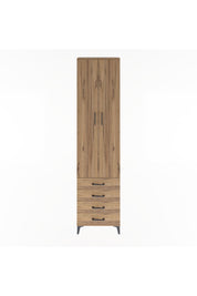 Arges Dolap 4 Raflı 4 Çekmeceli 2 Kapaklı 60x30x243 Çam-Çam