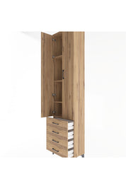 Arges Dolap 4 Raflı 4 Çekmeceli 2 Kapaklı 60x30x243 Çam-Çam