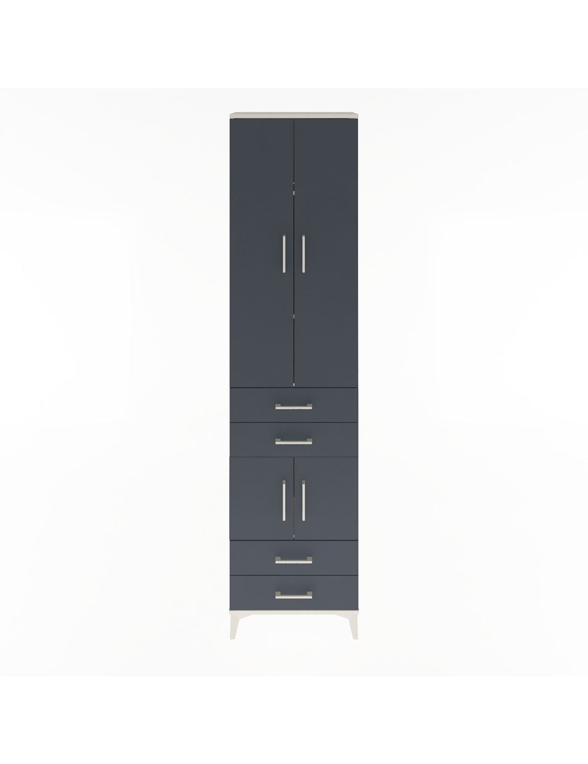 Arges Dolap 4 Raflı 4 Çekmeceli 4 Kapaklı 60x30x243 Aytaşı-Antrasit