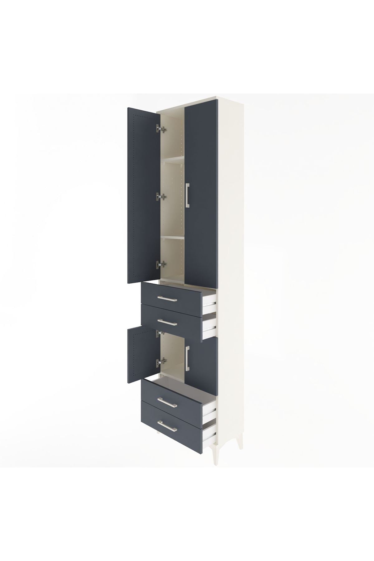 Arges Dolap 4 Raflı 4 Çekmeceli 4 Kapaklı 60x30x243 Aytaşı-Antrasit