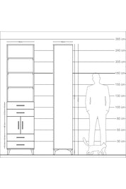 Arges Dolap 4 Raflı 4 Çekmeceli 4 Kapaklı 60x30x243 Aytaşı-Çam