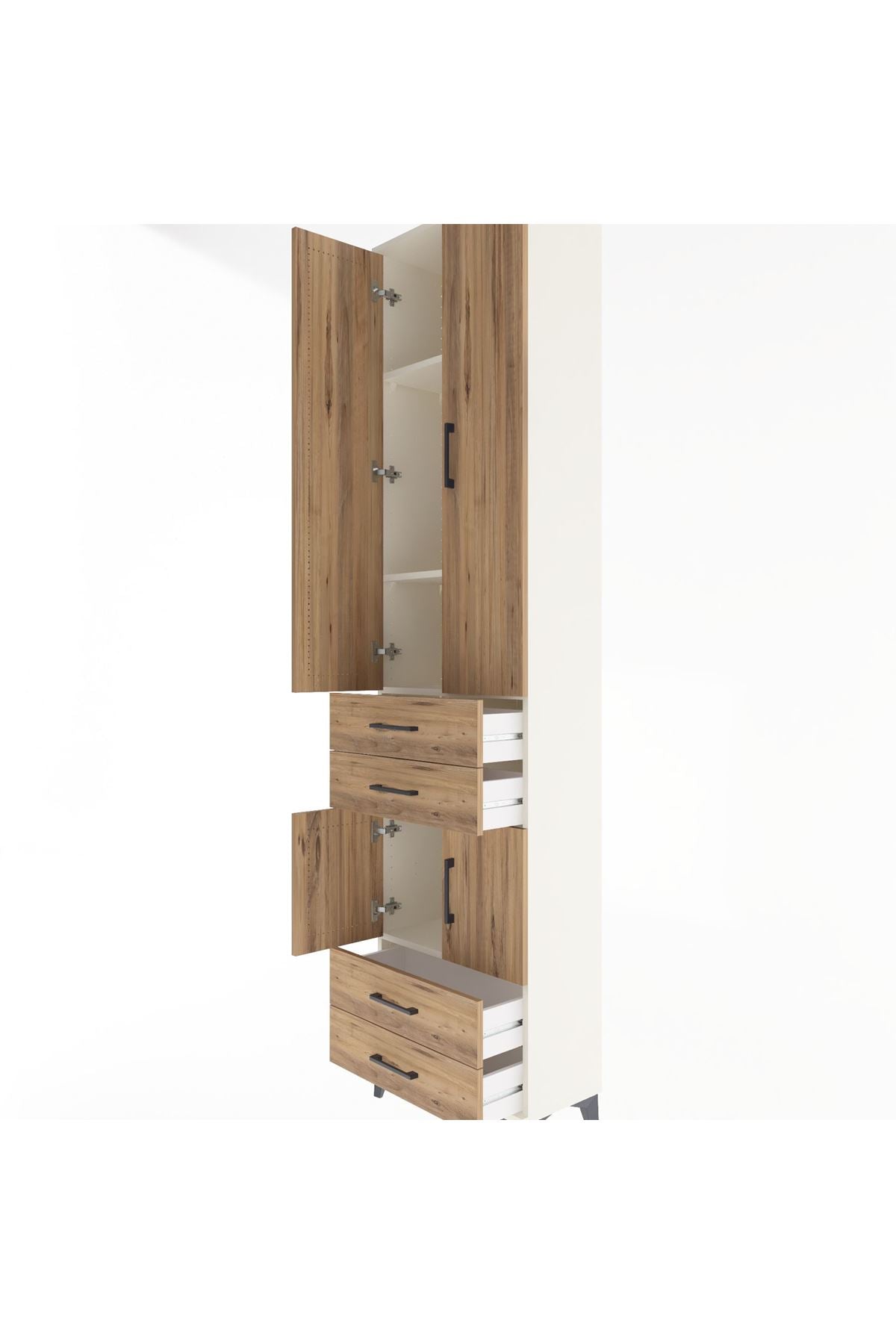 Arges Dolap 4 Raflı 4 Çekmeceli 4 Kapaklı 60x30x243 Aytaşı-Çam