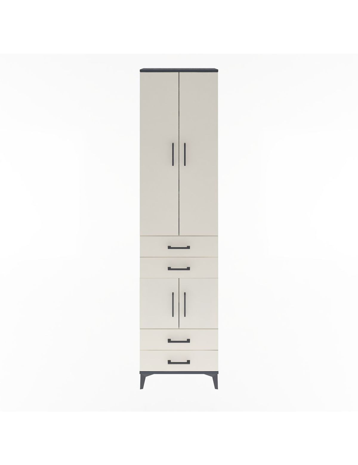 Arges Dolap 4 Raflı 4 Çekmeceli 4 Kapaklı 60x30x243 Antrasit-Aytaşı