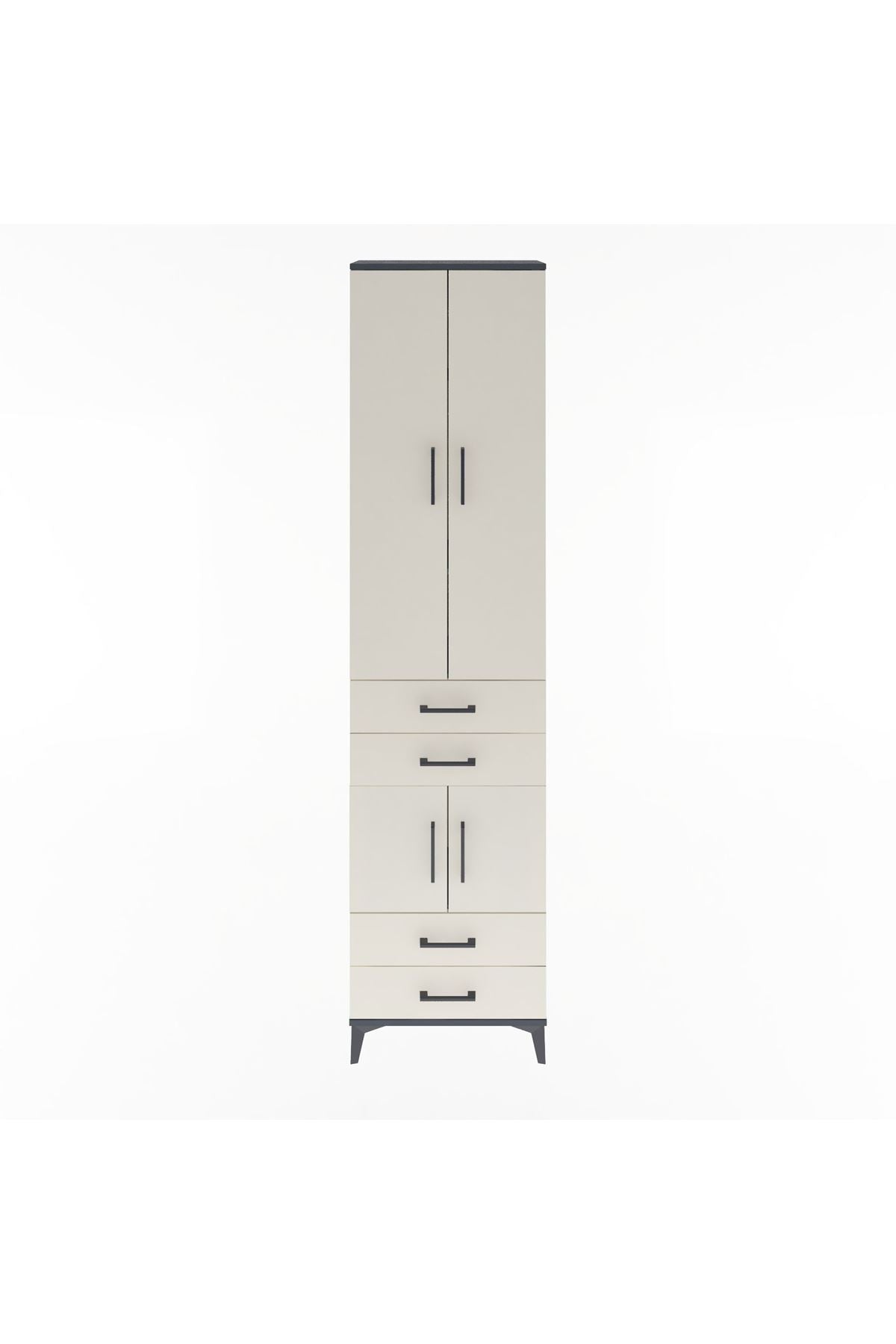 Arges Dolap 4 Raflı 4 Çekmeceli 4 Kapaklı 60x30x243 Antrasit-Aytaşı