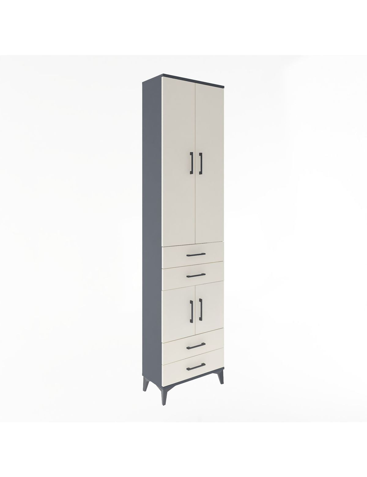 Arges Dolap 4 Raflı 4 Çekmeceli 4 Kapaklı 60x30x243 Antrasit-Aytaşı