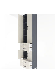 Arges Dolap 4 Raflı 4 Çekmeceli 4 Kapaklı 60x30x243 Antrasit-Aytaşı