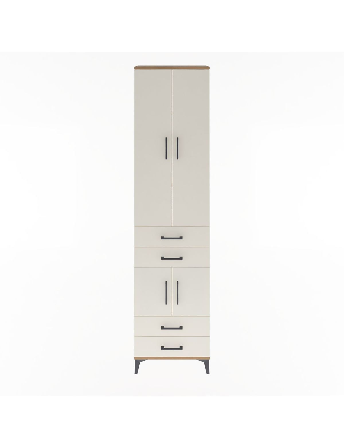 Arges Dolap 4 Raflı 4 Çekmeceli 4 Kapaklı 60x30x243 Çam-Aytaşı