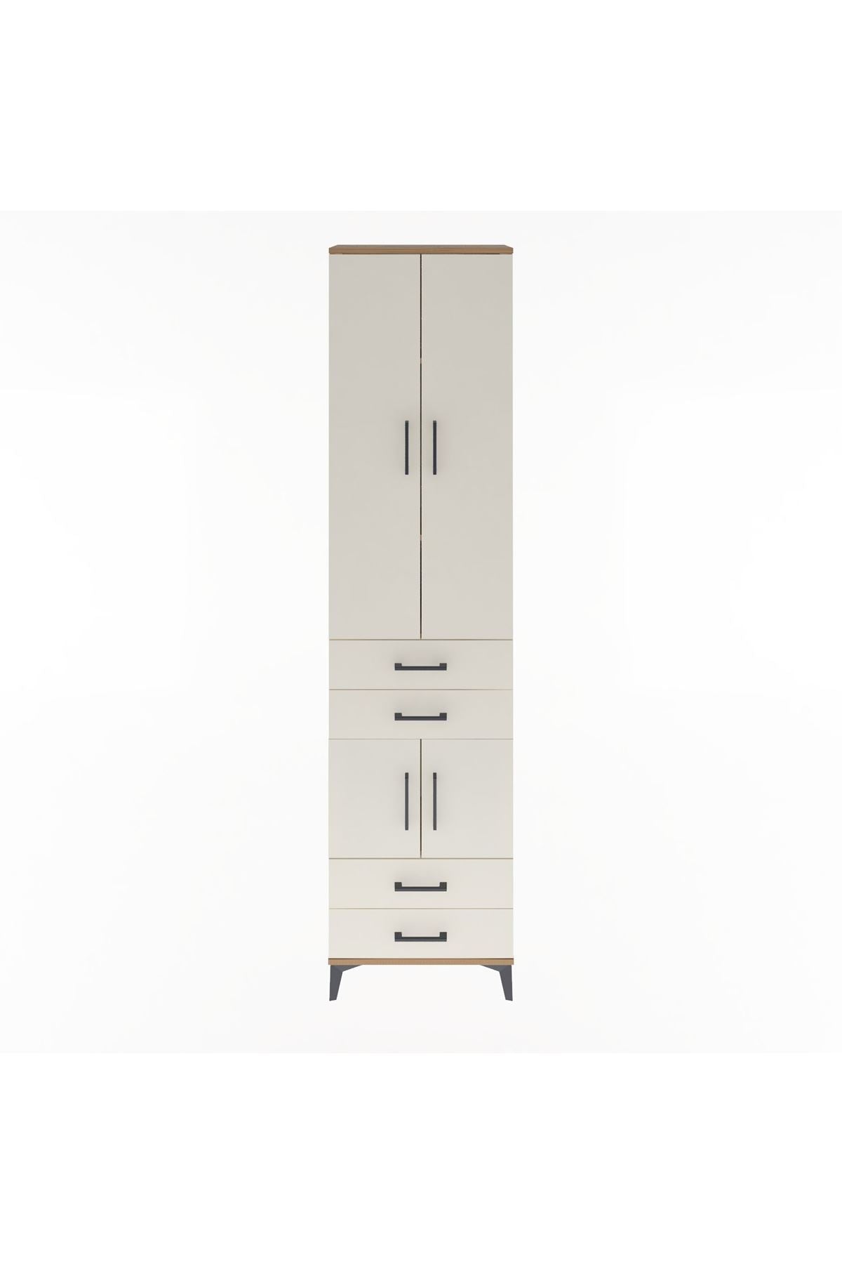 Arges Dolap 4 Raflı 4 Çekmeceli 4 Kapaklı 60x30x243 Çam-Aytaşı