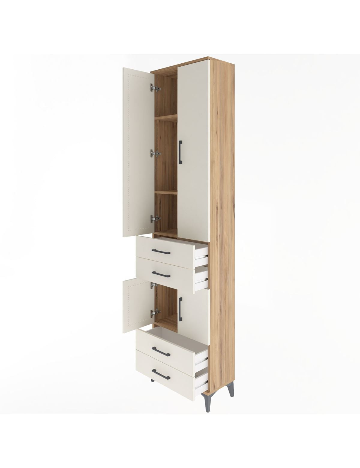 Arges Dolap 4 Raflı 4 Çekmeceli 4 Kapaklı 60x30x243 - S32M086V7A