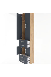 Arges Dolap 4 Raflı 4 Çekmeceli 4 Kapaklı 60x30x243 Çam-Antrasit