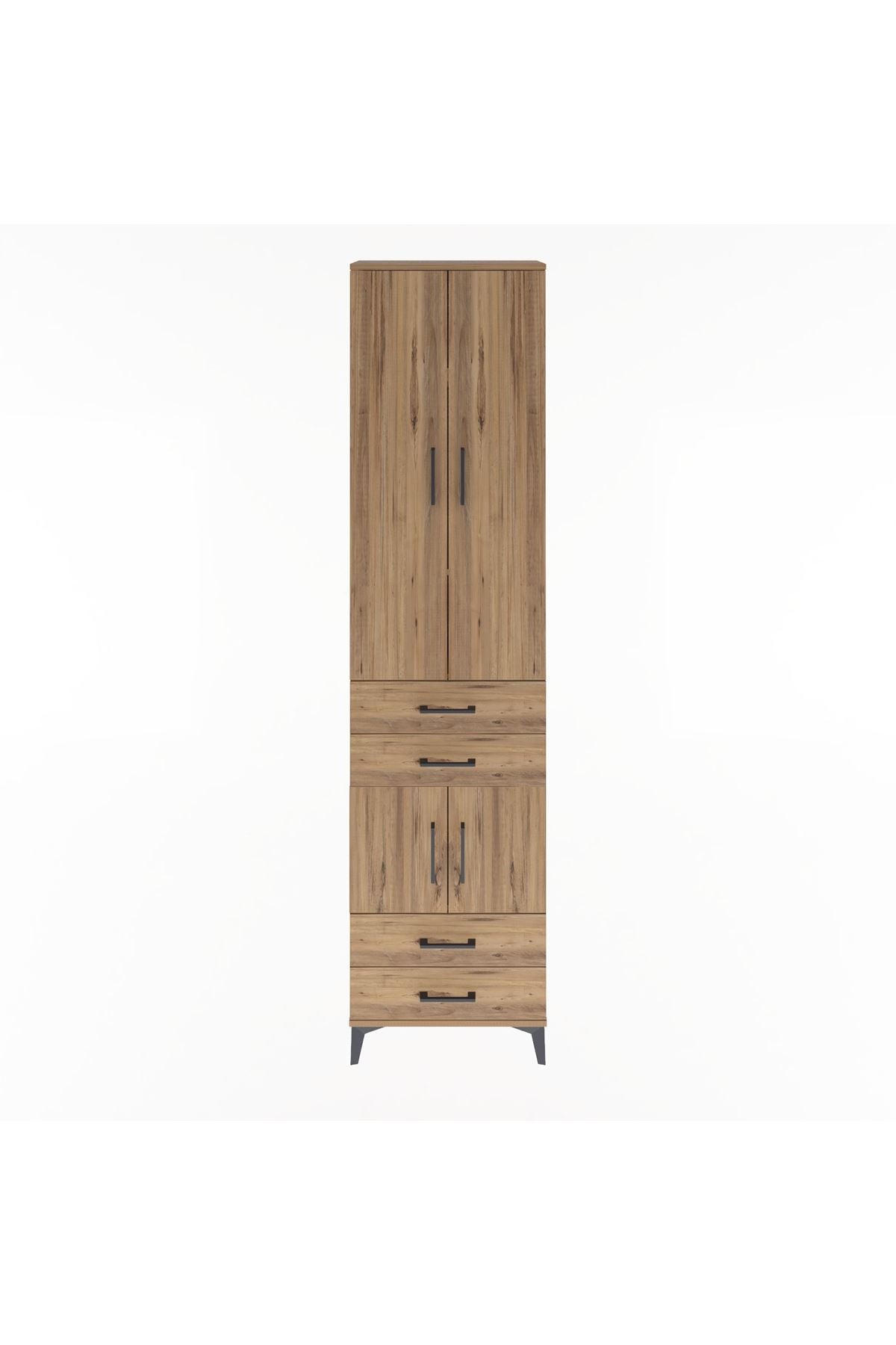 Arges Dolap 4 Raflı 4 Çekmeceli 4 Kapaklı 60x30x243 Çam-Çam