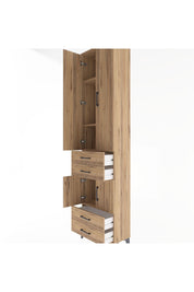 Arges Dolap 4 Raflı 4 Çekmeceli 4 Kapaklı 60x30x243 Çam-Çam
