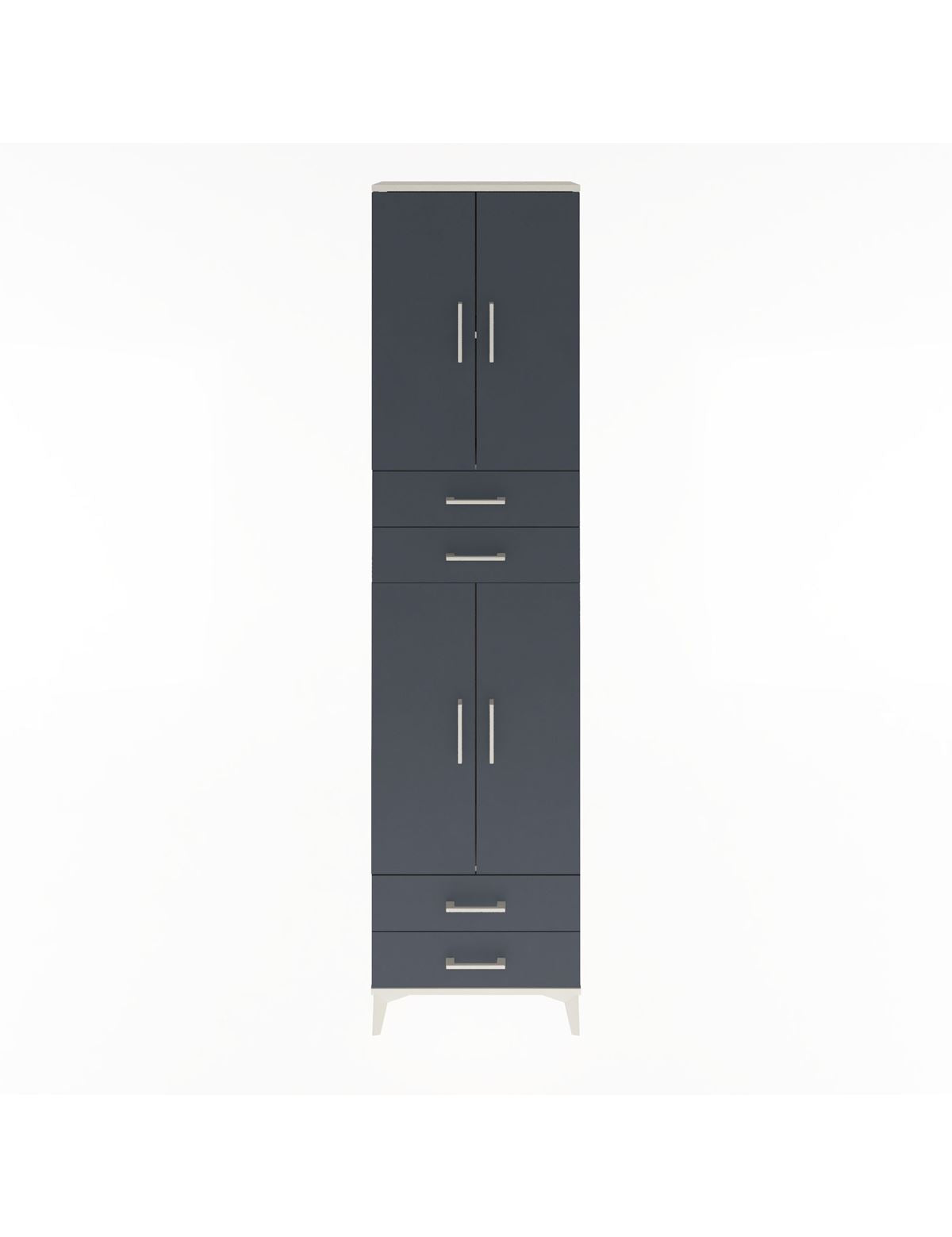 Arges Dolap 3 Raflı 4 Çekmeceli 4 Kapaklı 60x30x243 Aytaşı-Antrasit