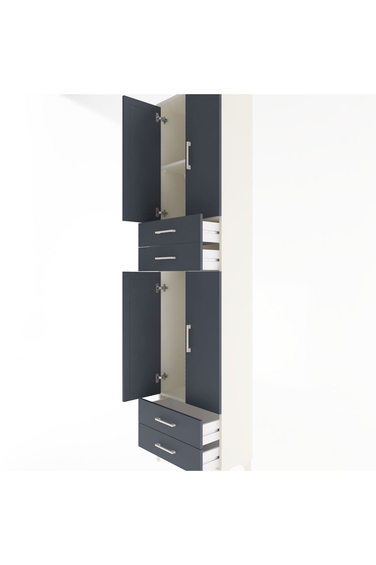 Arges Dolap 3 Raflı 4 Çekmeceli 4 Kapaklı 60x30x243 Aytaşı-Antrasit