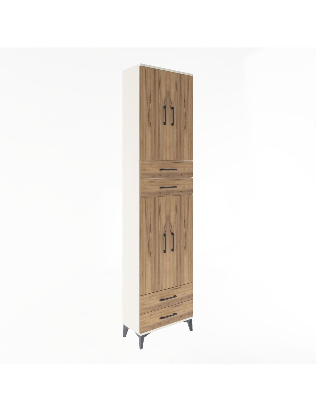 Arges Dolap 3 Raflı 4 Çekmeceli 4 Kapaklı 60x30x243 Aytaşı-Çam