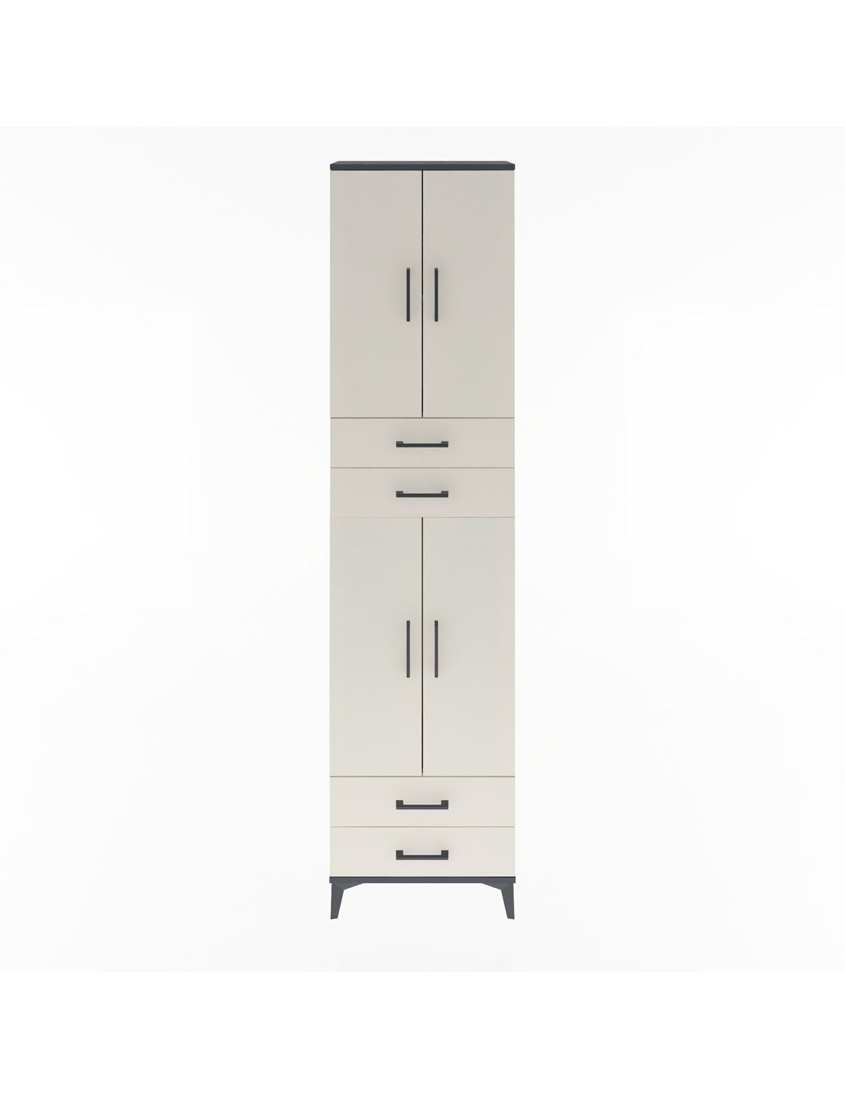 Arges Dolap 3 Raflı 4 Çekmeceli 4 Kapaklı 60x30x243 Antrasit-Aytaşı