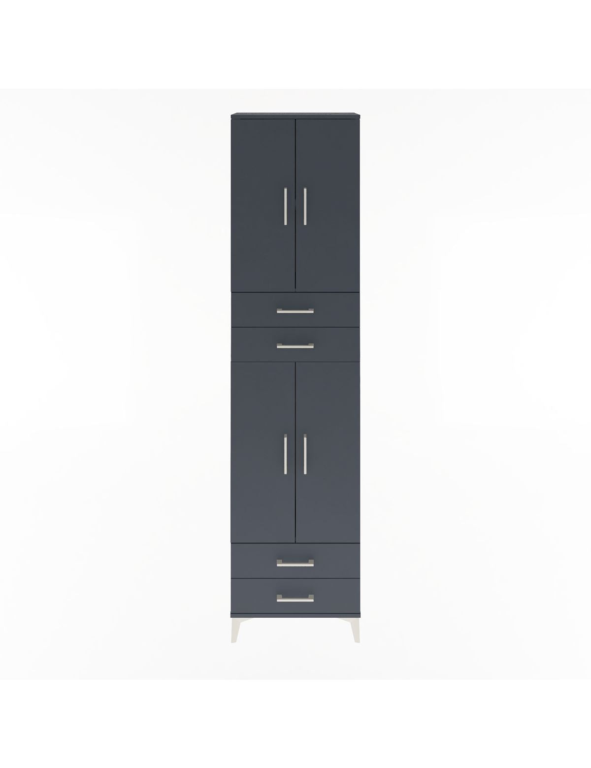 Arges Dolap 3 Raflı 4 Çekmeceli 4 Kapaklı 60x30x243 Antrasit-Antrasit