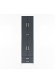 Arges Dolap 3 Raflı 4 Çekmeceli 4 Kapaklı 60x30x243 Antrasit-Antrasit
