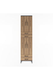 Arges Dolap 3 Raflı 4 Çekmeceli 4 Kapaklı 60x30x243 Antrasit-Çam