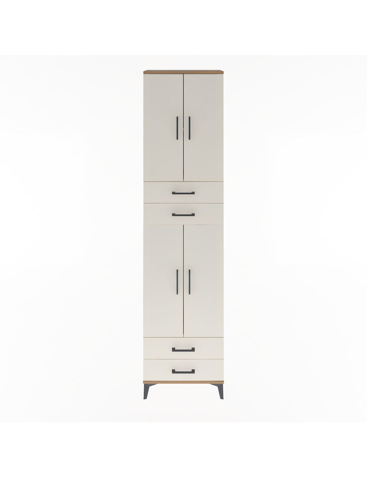 Arges Dolap 3 Raflı 4 Çekmeceli 4 Kapaklı 60x30x243 Çam-Aytaşı