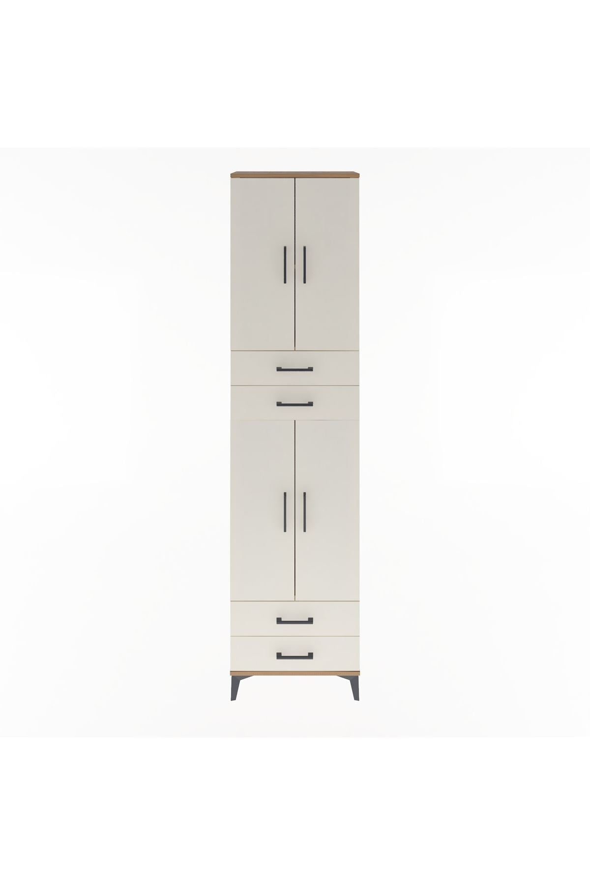 Arges Dolap 3 Raflı 4 Çekmeceli 4 Kapaklı 60x30x243 Çam-Aytaşı