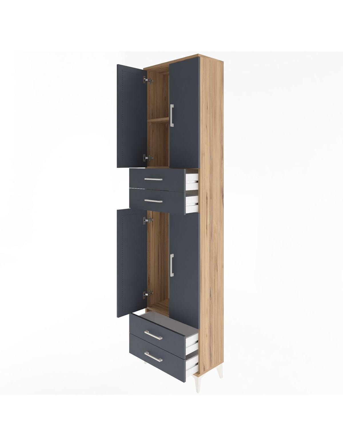 Arges Dolap 3 Raflı 4 Çekmeceli 4 Kapaklı 60x30x243 - S32M087V8A
